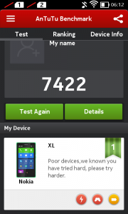 Обзор Nokia XL - тест AnTuTu Benchmark 4.4 