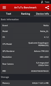 Обзор Nokia XL - тест AnTuTu Benchmark 4.4 